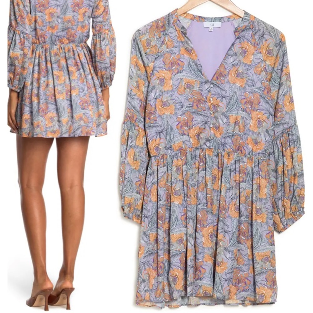 NWT NSR Andra Flared Floral Mini Dress - Picture 2 of 4
